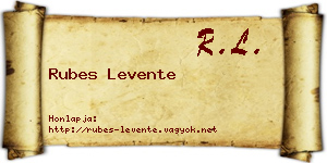 Rubes Levente névjegykártya